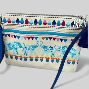 Chico's colorful elephant embroidery crossbody bag boho embellished hippie